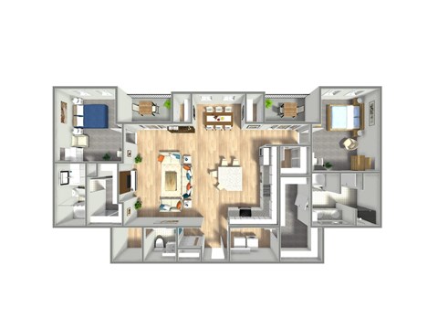 Floor plan for 2 beds, 2 baths, 1601 sqft